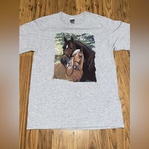 Jerzees Gray T-Shirt with Horse Graphic